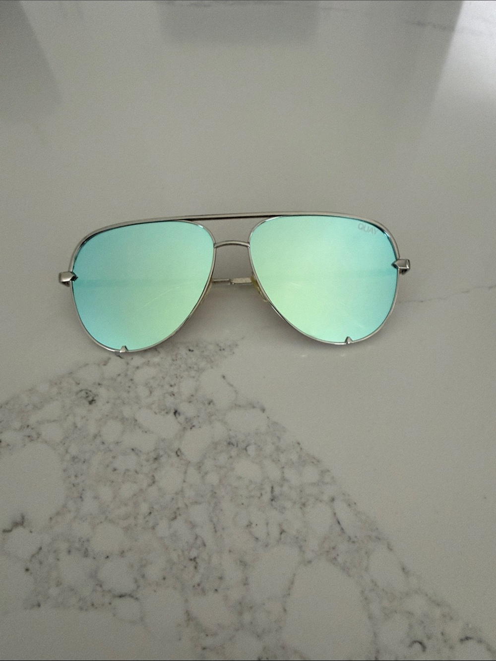 Quay Australia Mirrored Aqua Aviator Sunglasses
